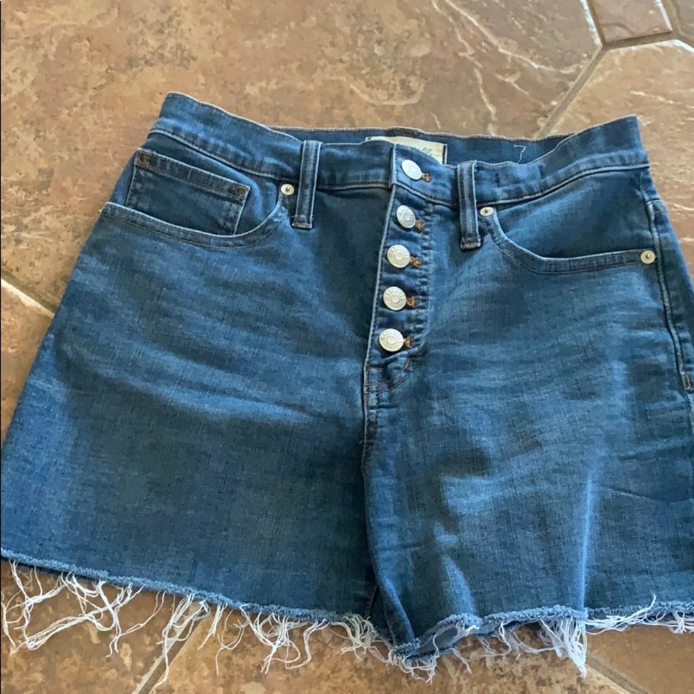 High rise denim short
